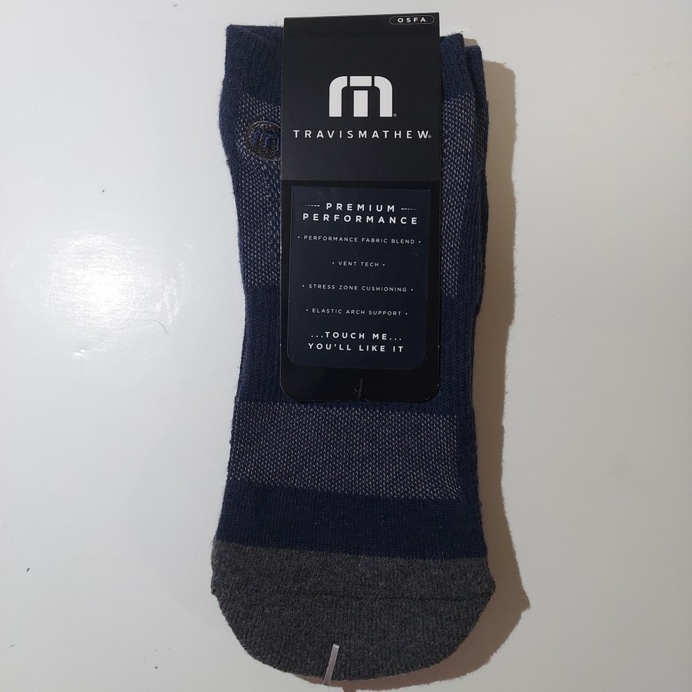 1 PAIR Travis Mathew Eighteener 2.0 Golf Socks - Mood Indigo - One Size